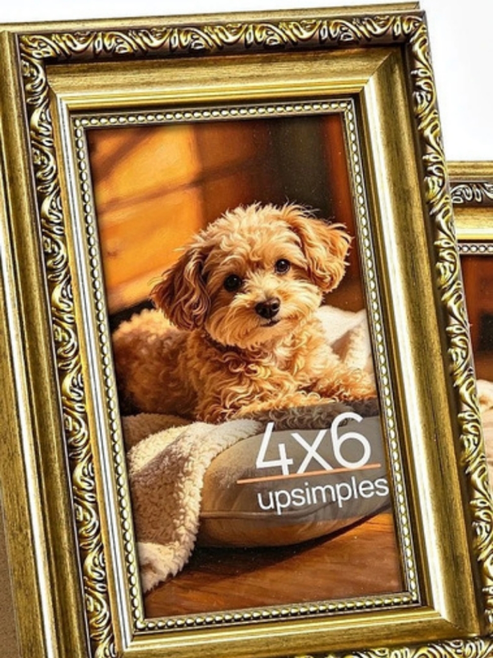 upsimples 4x6 Picture Frames Gold Ornate Vintage Style, Set of 2